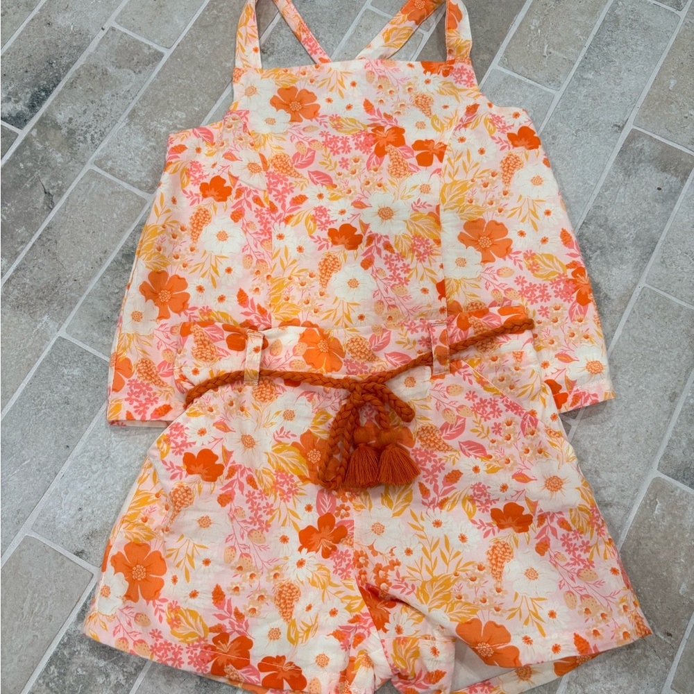 Floral Print set with Tassel Belt